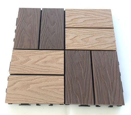 घर के आँगन के लिए DIY WPC डेक टाइलें 30*30CM प्राकृतिक लकड़ी अनाज आउटडोर फ़्लोरिंग